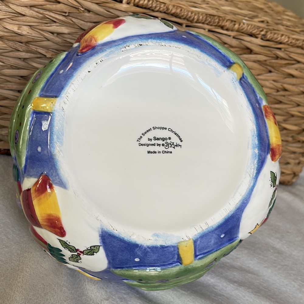 New In Box Sango Sweet Shoppe Christmas Serving Centerpiece Bowl Snowman - Picture 4 of 9